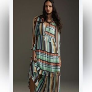 NWT retail $178 size M Anthropologie “The Marais” printed chiffon Maxi Dress.